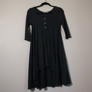 Rolla Coster dress waffle knit Henley 3/4 Sleeve high low Y2K women’s size S